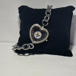 Pittsburgh Steelers NFL Heart Stainless-Steel Bracelet Watch by Game Time NEW
